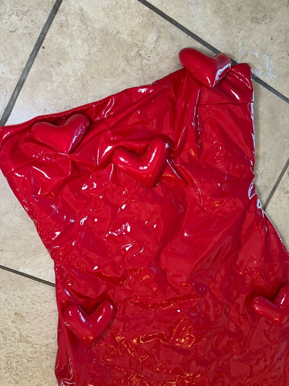 Red Patent Heart Accent Mini Dress